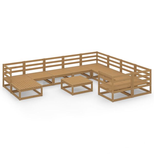 vidaXL Garden Lounge Set Honey brown Solid pine wood Good for 9 people
