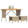 vidaXL 3 Piece Patio Dining Set with Cushions Beige Poly Rattan
