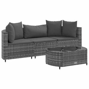 vidaXL Patio Sofa Set Set of 3 Grey PE rattan Medium UV-resistant