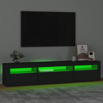 vidaXL TV Stand with LED Lights Black 76.8"x13.8"x15.7"