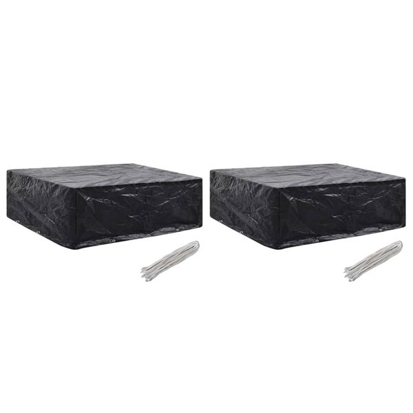 vidaXL Garden Furniture Cover Set of 2 Black Polyethylene Large