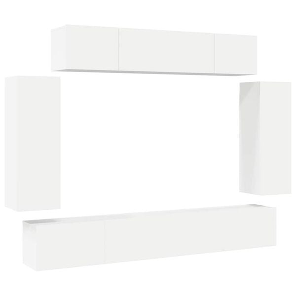 vidaXL TV Cabinet Set Set of 6 White Engineered wood Medium