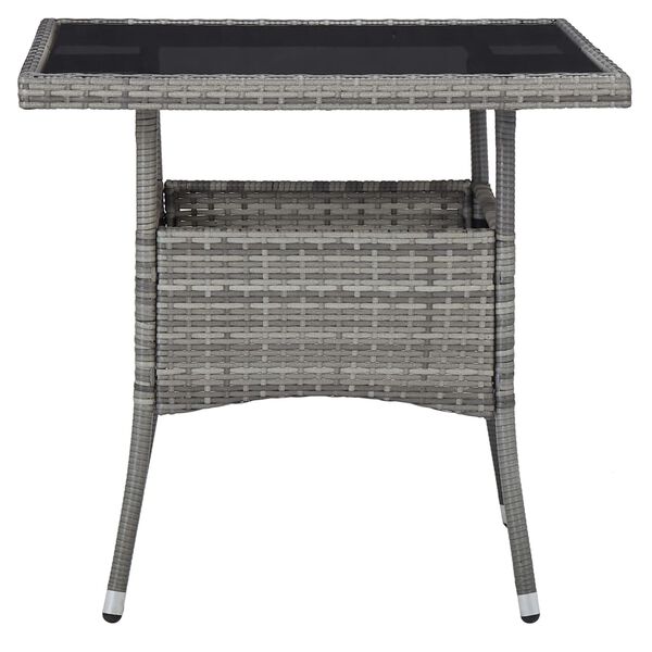vidaXL Dining Set Grey Poly rattan, tempered glass, powder-coated steel