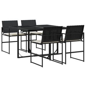 vidaXL Garden Dining Set Black and Cream White