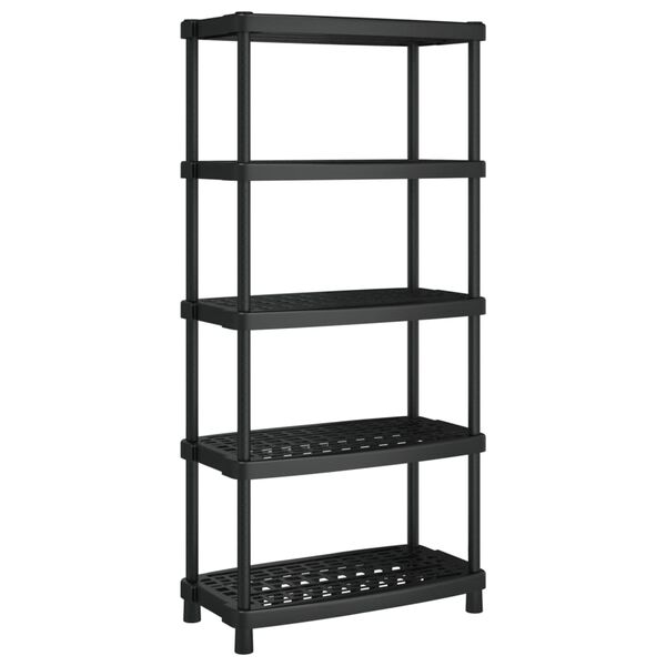 vidaXL Storage Shelf 5-Tier Black 36.8"x17.9"x76.6" PP