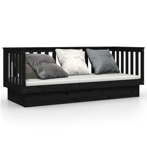vidaXL Day Bed Black Solid pine wood Single