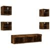 vidaXL TV Wall Unit Set of 7 Smoked oak Engineered wood, glass Medium