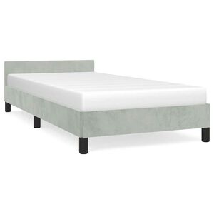 vidaXL Bed Frame With Headboard Light grey Velvet, Plywood, Engineered wood
