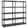 vidaXL Storage Shelf 5-Tier Black 72.0x18.0x72.8" Plastic (2x147686)