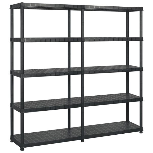 vidaXL Storage Shelf 5-Tier Black 72.0x18.0x72.8" Plastic (2x147686)