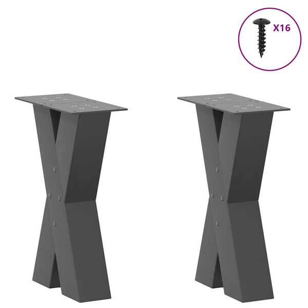 vidaXL Coffee Table Leg Set of 2 Anthracite Powder-coated steel Small