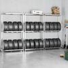 vidaXL 2-Layer Tire Racks 3 pcs Silver 43.3"x15.7"x70.9" Steel
