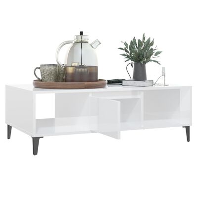 vidaXL Coffee Table High Gloss White 40.7"x23.6"x13.8" Engineered Wood