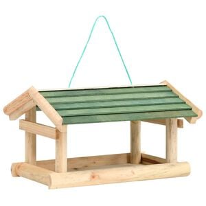 vidaXL Bird Feeder Wood and green Solid fir wood 13.8 x 11.6 x 8.3 in