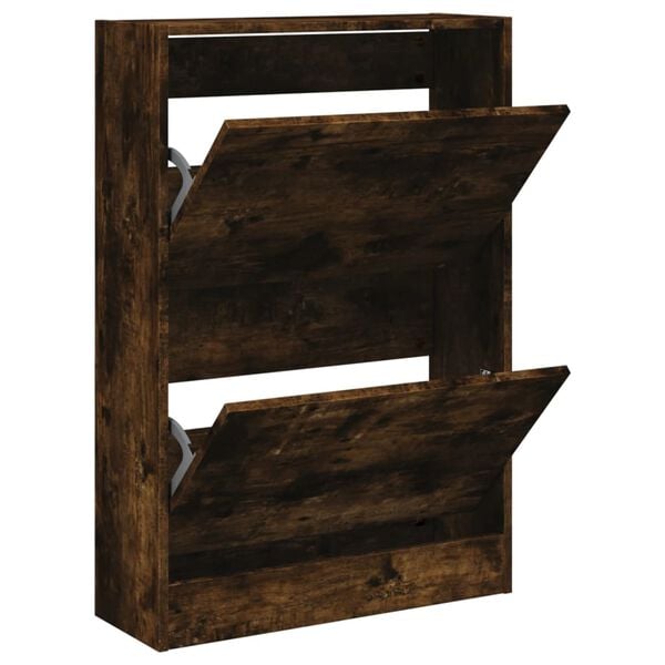 vidaXL Shoe Cabinet Smoked Oak Engineered Wood Slim Shoe Cabinet
