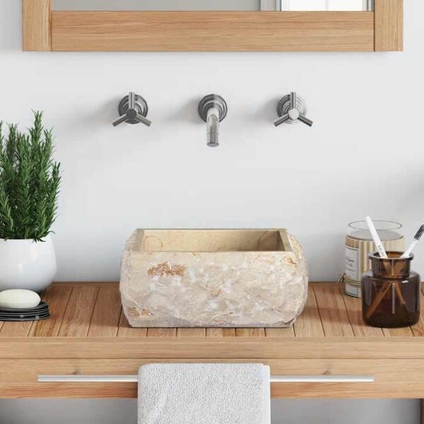 vidaXL Sink Cream 11.8"x11.8"x5.1" Marble
