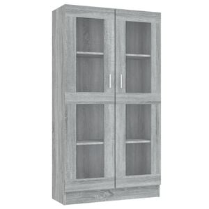 vidaXL Vitrine Cabinet Gray Sonoma 32.5"x12"x59.1" Engineered Wood