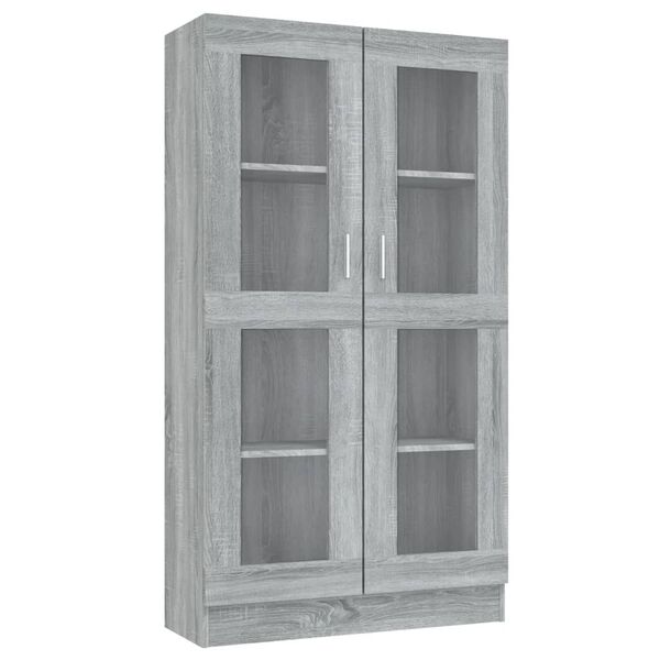 vidaXL Vitrine Cabinet Gray Sonoma 32.5"x12"x59.1" Engineered Wood