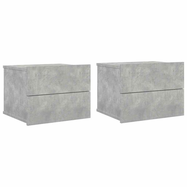 vidaXL Bedside Cabinet Set of 2 Concrete Grey Engineered Wood