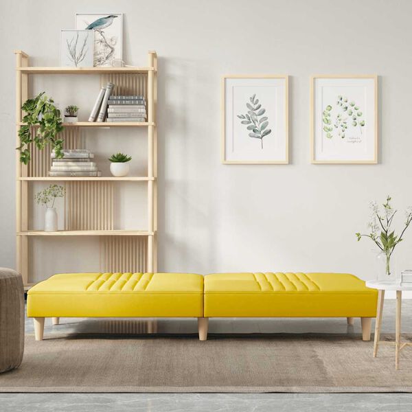 vidaXL Sofa Bed Light Yellow Fabric (100% polyester), plywood Standard