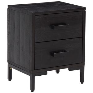 vidaXL Bedside Cabinet Black Solid pinewood, engineered wood, metal Medium