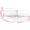 vidaXL Bed Frame White Powder-Coated Steel 55 x 79 in Bed Frame