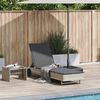 vidaXL Sun Lounger with Wheels and Cushion Light Grey Poly Rattan