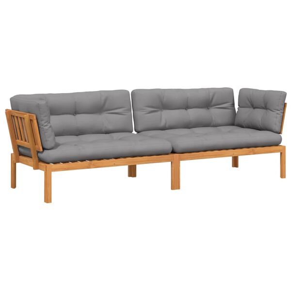 vidaXL Garden Pallet Corner Sofa Natural Wood, Grey