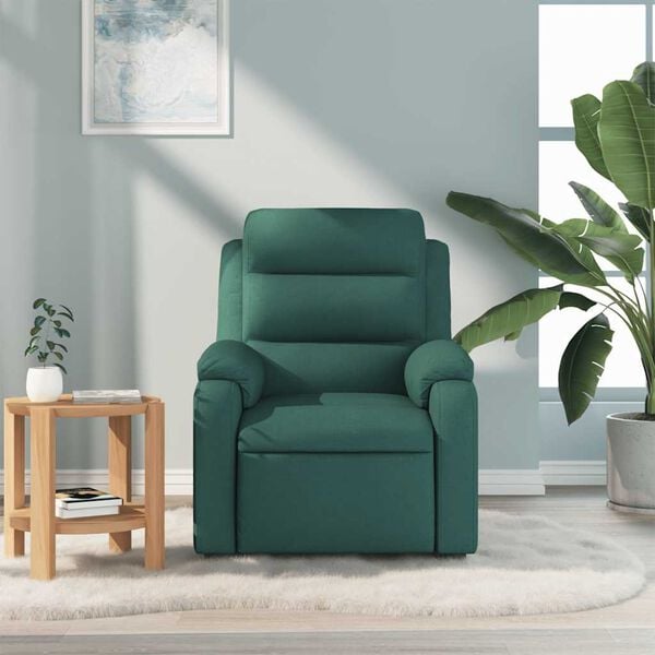 vidaXL Massage Recliner Chair Dark Green 100% Polyester, Metal, Plywood