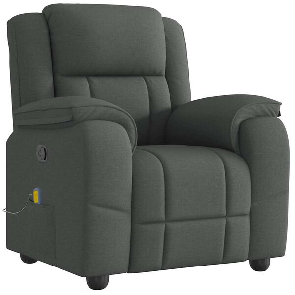 vidaXL Massage Recliner Chair Dark gray Polyester Single