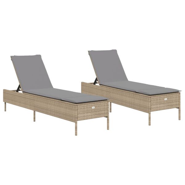 vidaXL Sun Lounger Beige PE rattan, powder-coated steel