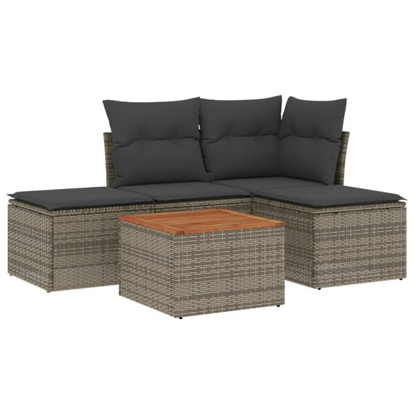 vidaXL Garden Sofa Set Gray Poly Rattan Medium Modular Garden Sofa Set