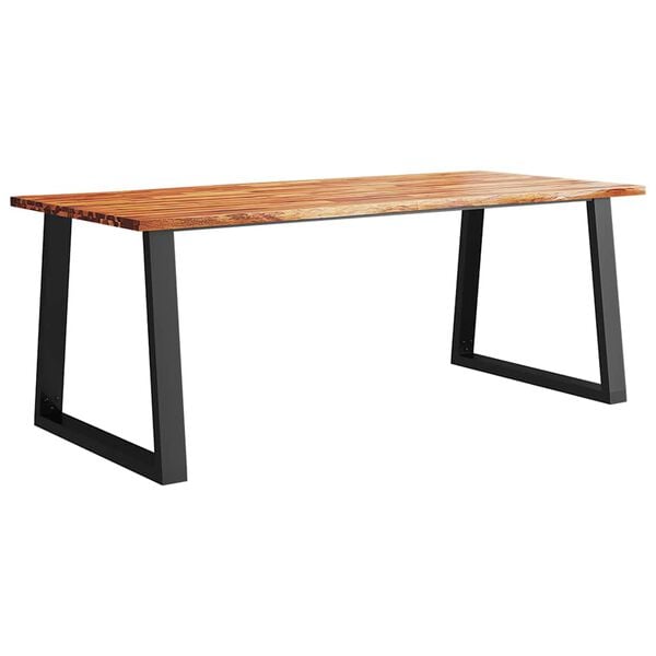 vidaXL Dining Table Natural wood with black legs