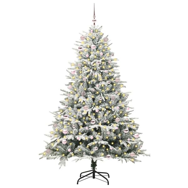 vidaXL Artificial Pre-lit Christmas Tree with Ball Set Green 94.49 in
