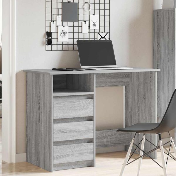 vidaXL Desk Grey Sonoma Engineered Wood Standard Desk Rectangular
