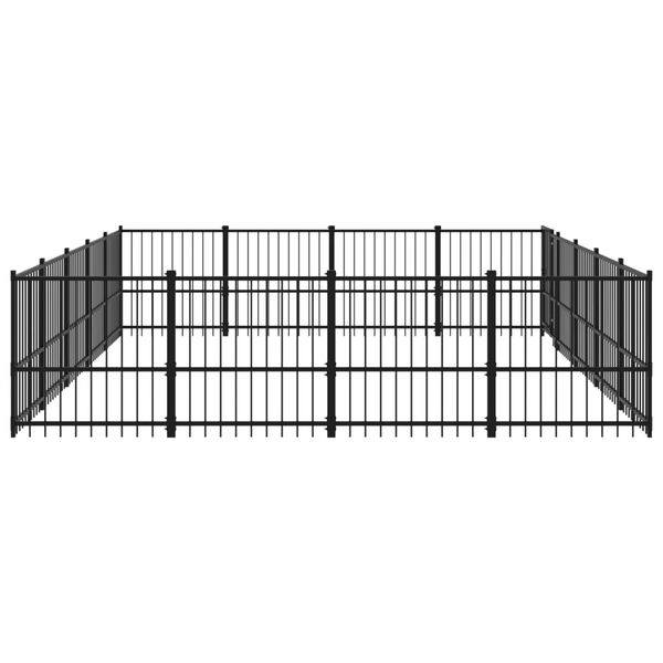 vidaXL Dog Kennel Black Powder-coated steel Extra Large Sturdy