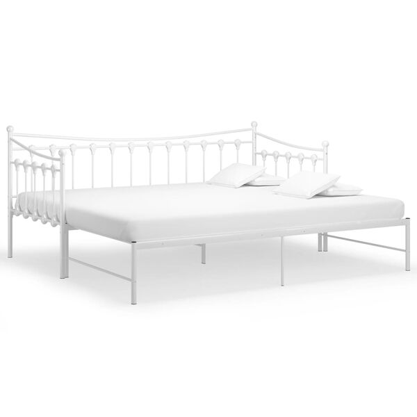 vidaXL Pull-out Sofa Bed Frame without Mattress White Metal 90 x 78.7 "