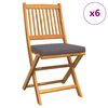 vidaXL Folding Chair 6 pcs Gray 49 x 57.5 x 92cm Solid Acacia wood