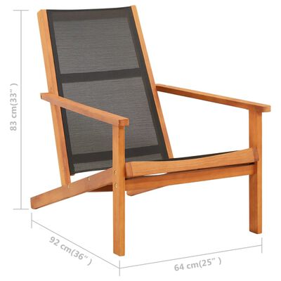 vidaXL Patio Chair with Footrest Solid Eucalyptus Wood and Textilene