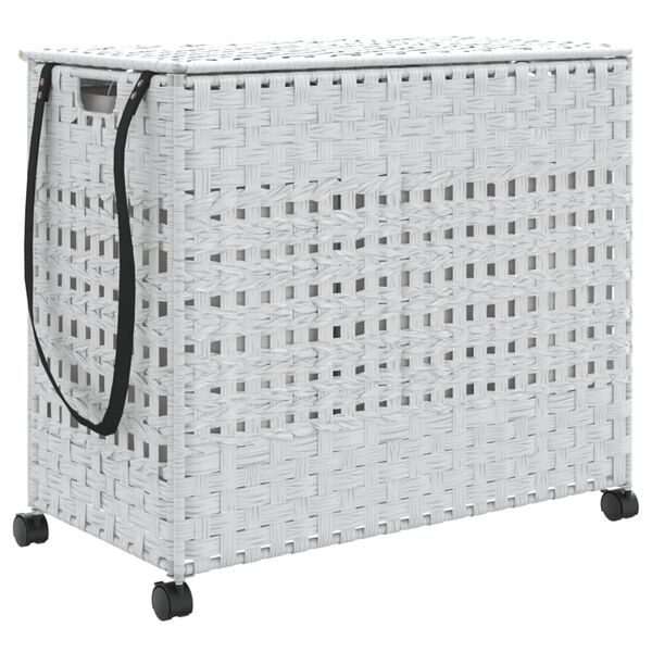 vidaXL Laundry Basket with Wheels White 26.0x13.8x23.6" Rattan