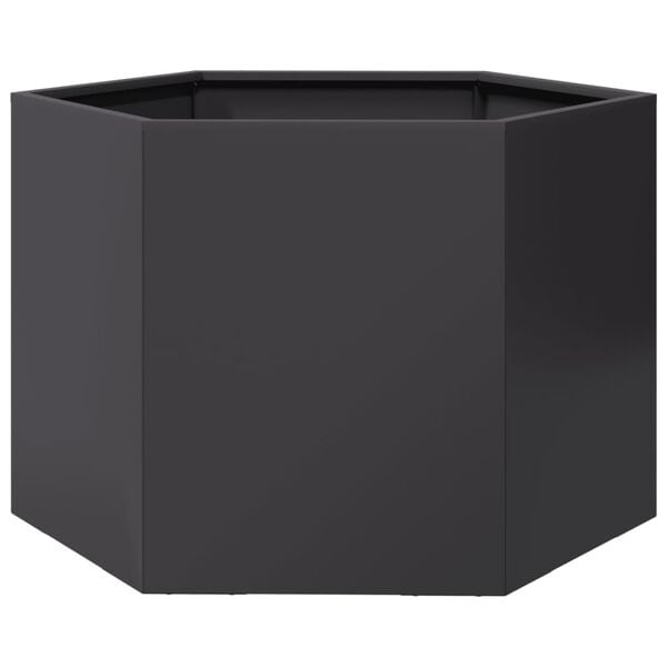 vidaXL Garden Planter Black Steel Medium Planters Garden Planter