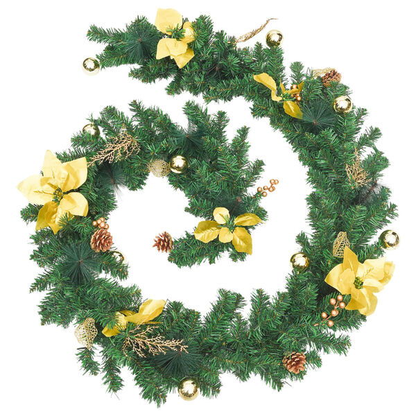 vidaXL Christmas Garland Green and Gold PVC 8.9 feet Christmas Garland