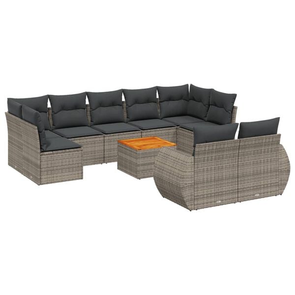 vidaXL Garden Sofa Set Grey PE rattan Medium Modular Garden Sofa Set