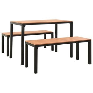 vidaXL Garden Dining Set Brown and Black Steel and Wood Plastic Composites