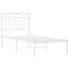 vidaXL Bed Frame White Powder-Coated Steel Twin Modern Bed Frame