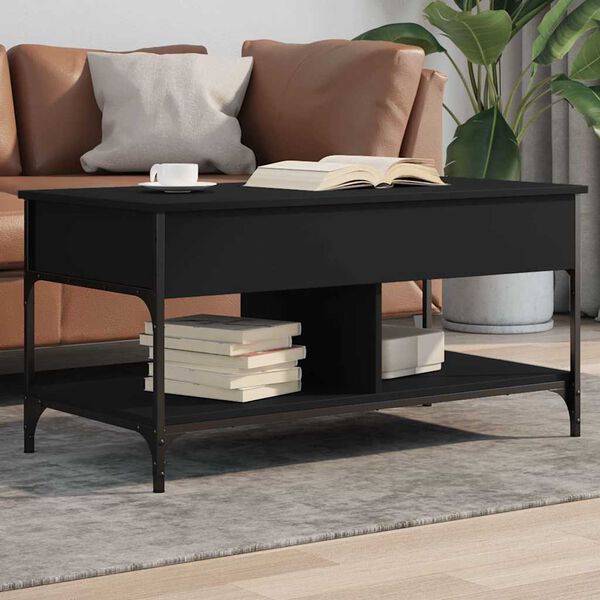 vidaXL Coffee Table Black Engineered wood and Metal Standard