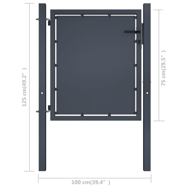 vidaXL Garden Gate Steel 39.4x29.5" Anthracite