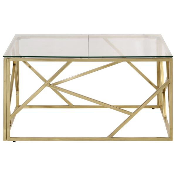 vidaXL Coffee Table Gold Stainless Steel Medium Coffee Table Square