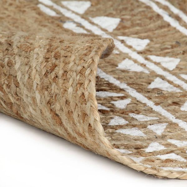 vidaXL Area Rug Natural and White Braided Jute 47.2 in diameter Pattern