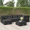vidaXL Garden Lounge Set Black Poly Rattan, Powder-Coated Steel, Polyester